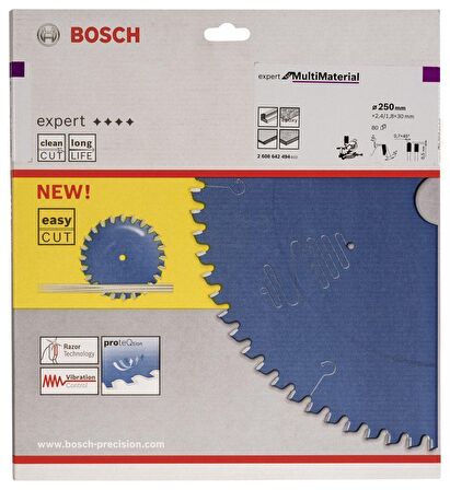 Bosch Çoklu Malzeme Kesimi İçin Daire Testeresi 250*30 mm 80 Diş Expert Multi Material 2608642494